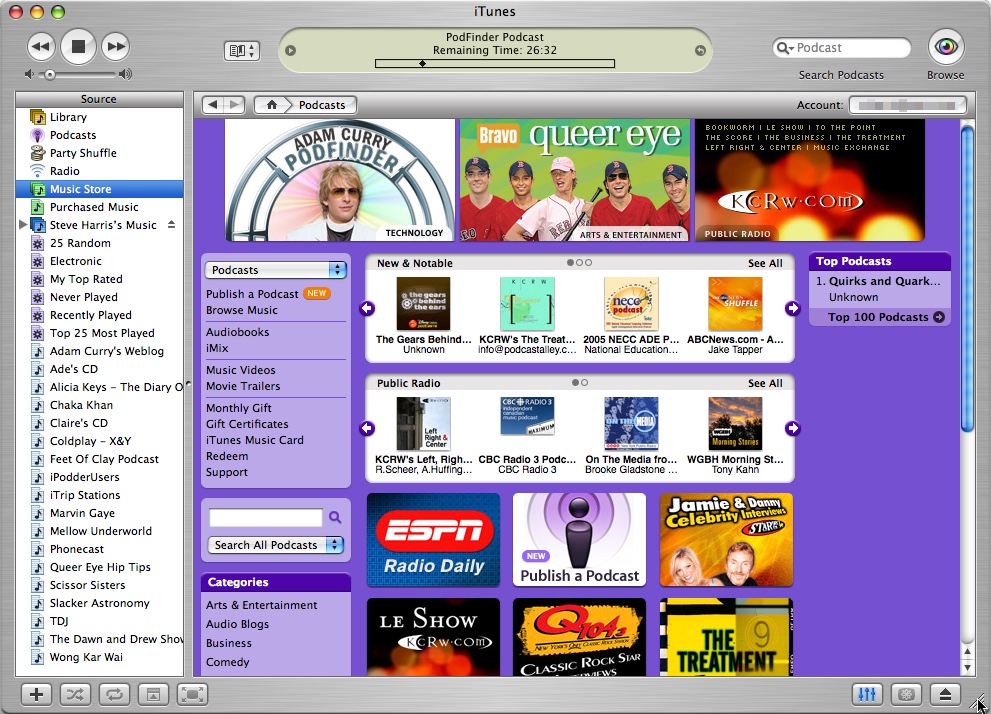 iTunes 4.9 Podcast Catalog (2005)